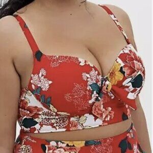 Torrid 2X Underwire Push-Up  Lined Tie-Front Bikini Top